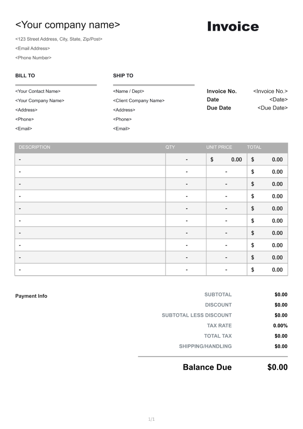 Modern Gray Invoice Template